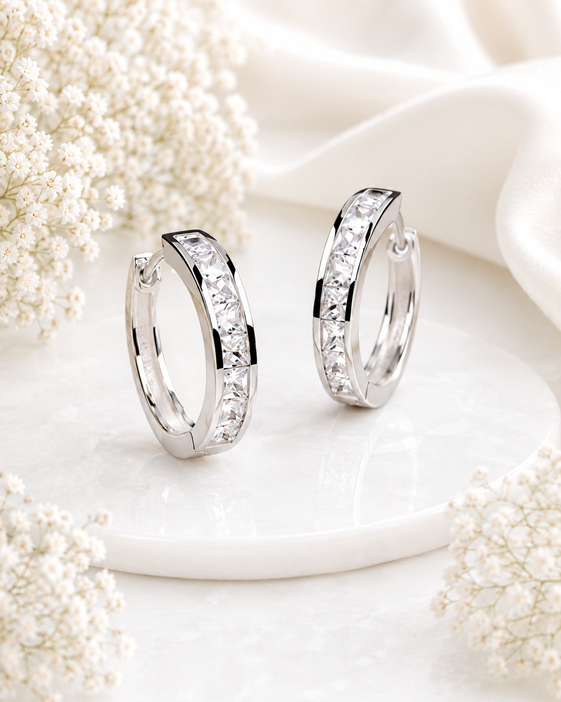Silver Radiance Hoops