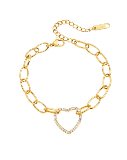 Pavé Heart Link Bracelet