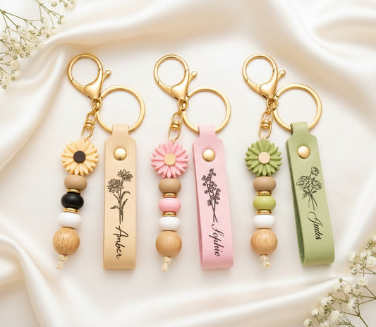 Birth Flower Keychain