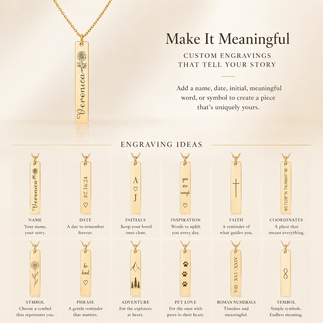 Birth Flower Bar Necklace