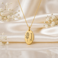 Personalized Birth Flower Oval Necklace