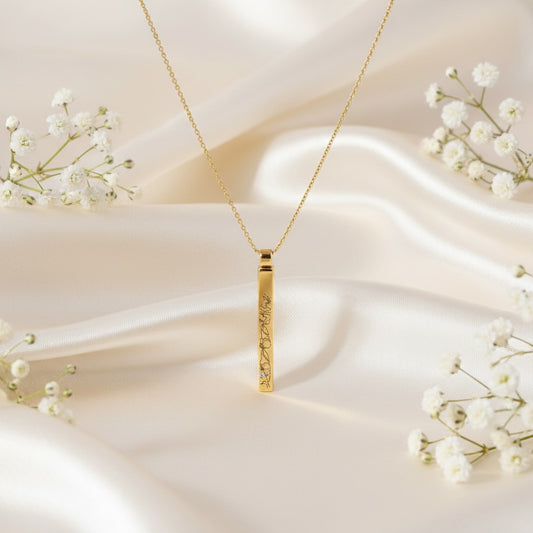 Personalized Vertical Birth Flower Necklace