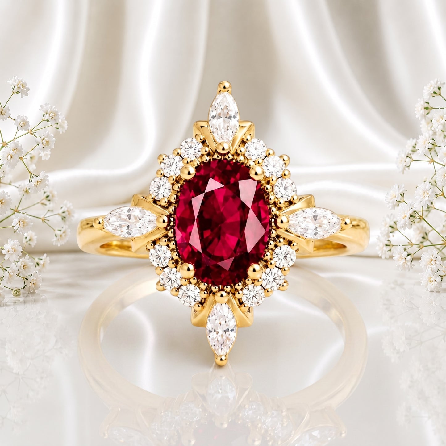 Golden Love Story Ruby Ring