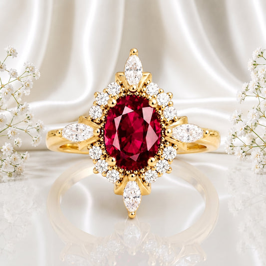 Golden Love Story Ruby Ring