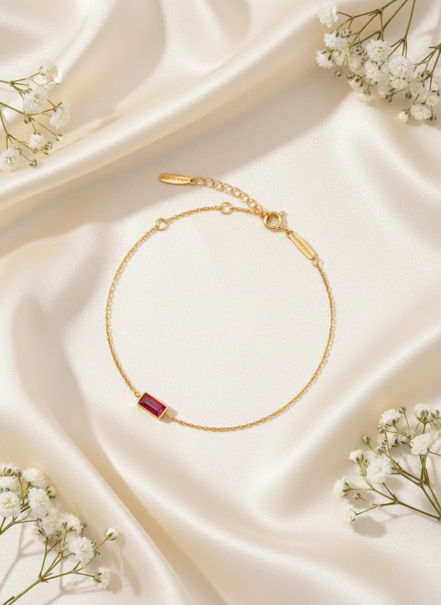 Baguette Birthstone Stacking Bracelet