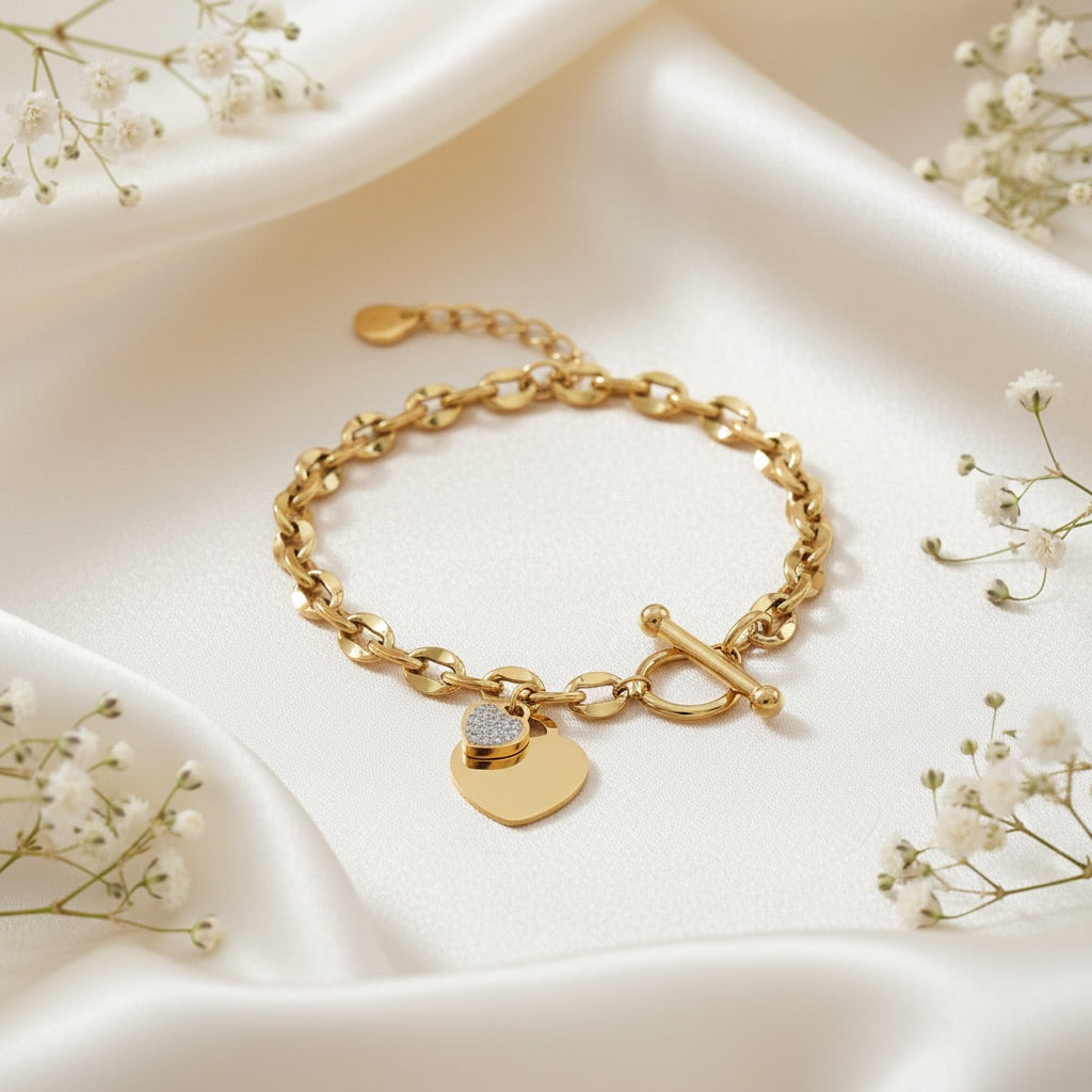 Golden Heart Charm Bracelet