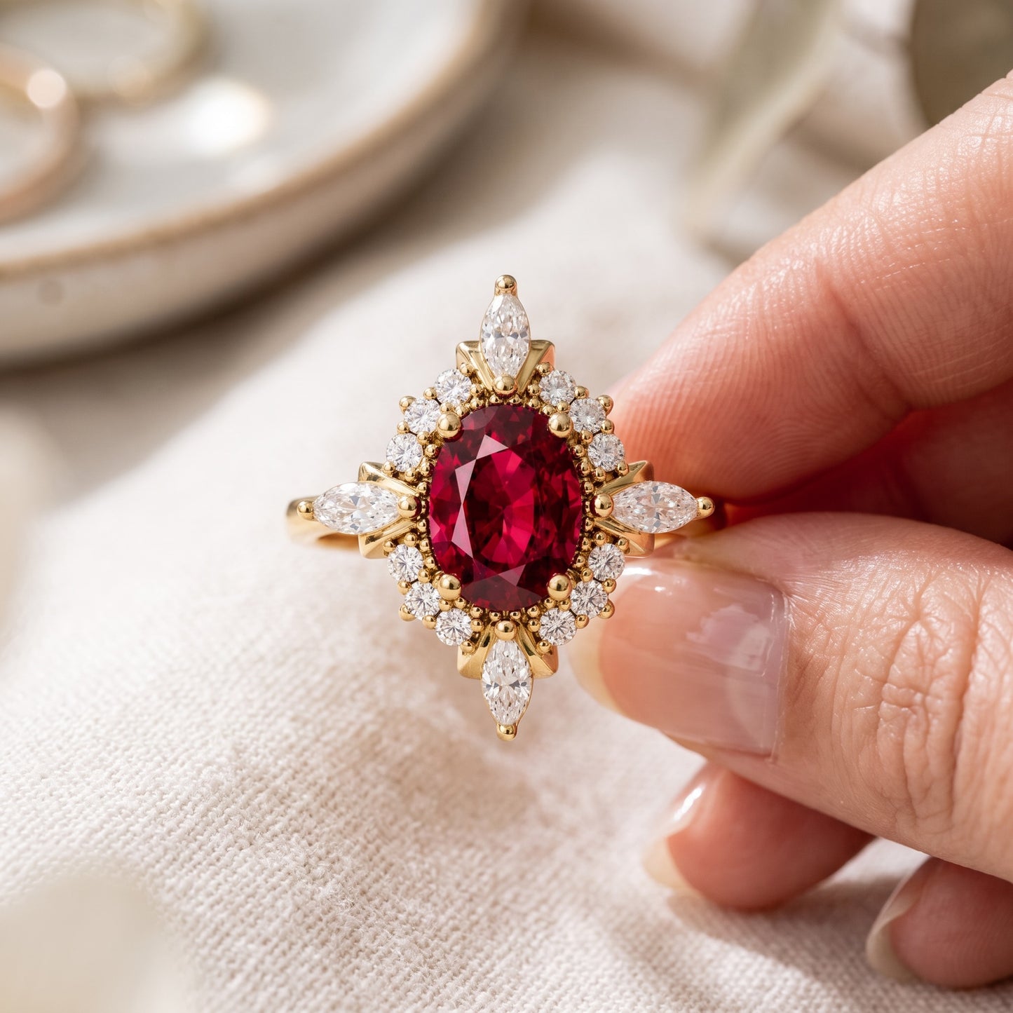 Golden Love Story Ruby Ring