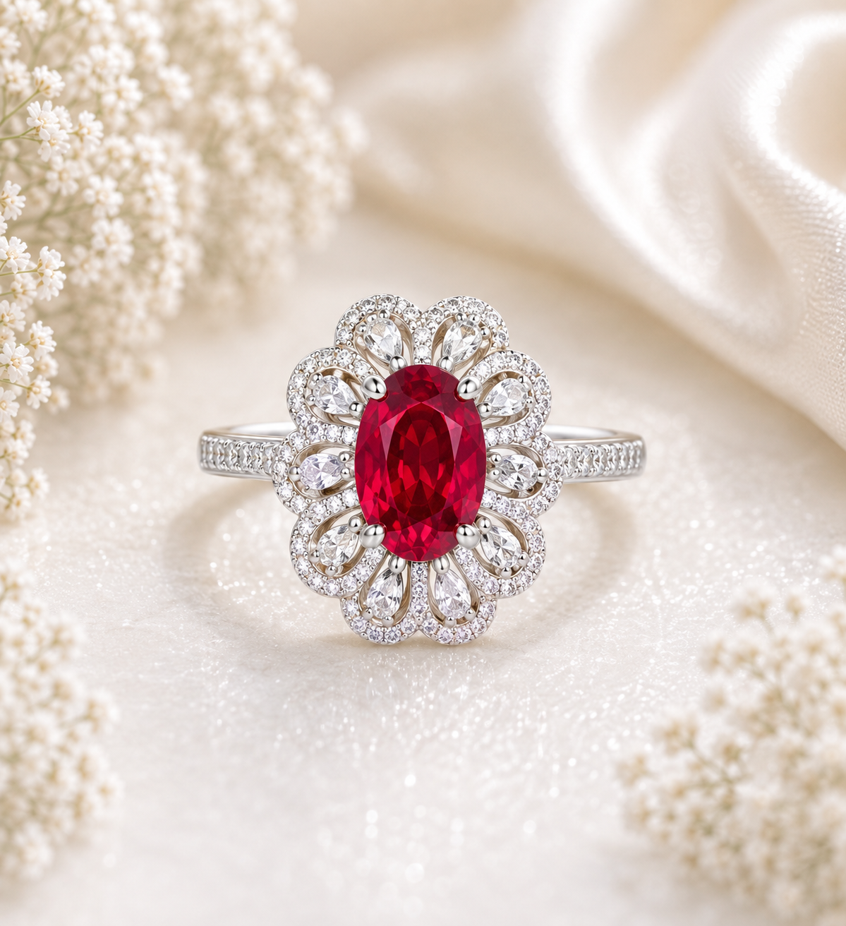 Crimson Blossom Ring