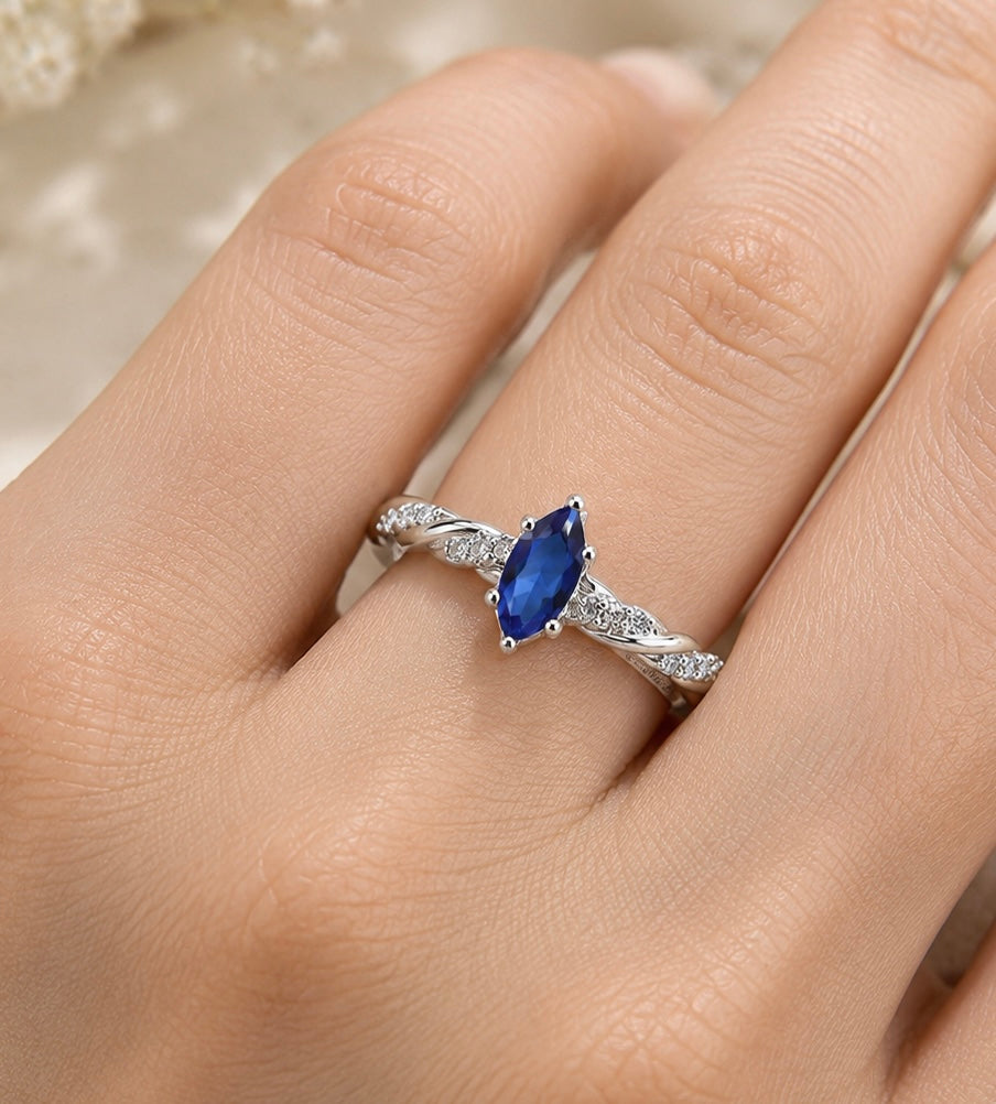 Blue Ridge Marquise Sterling Silver Ring