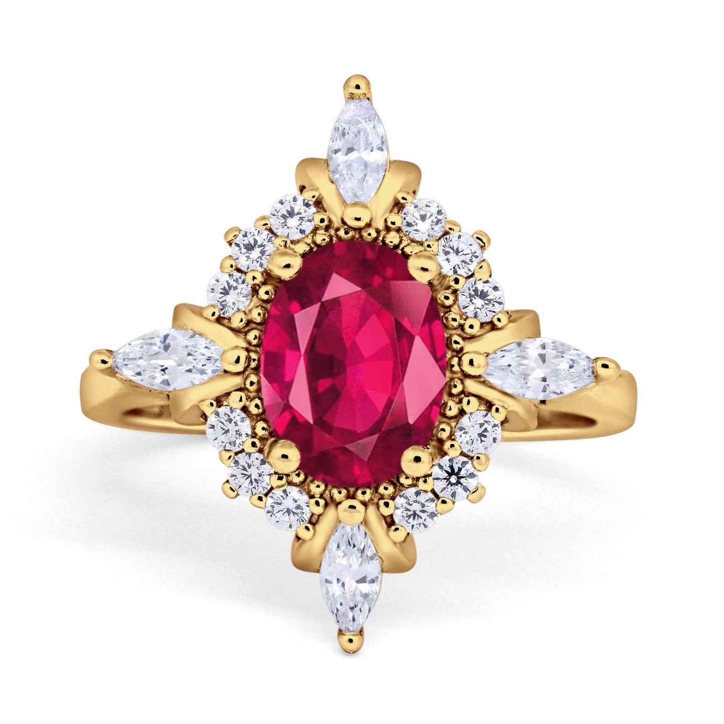 Golden Love Story Ruby Ring