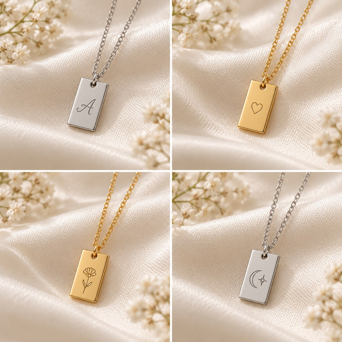 Custom engraved bar pendant necklace