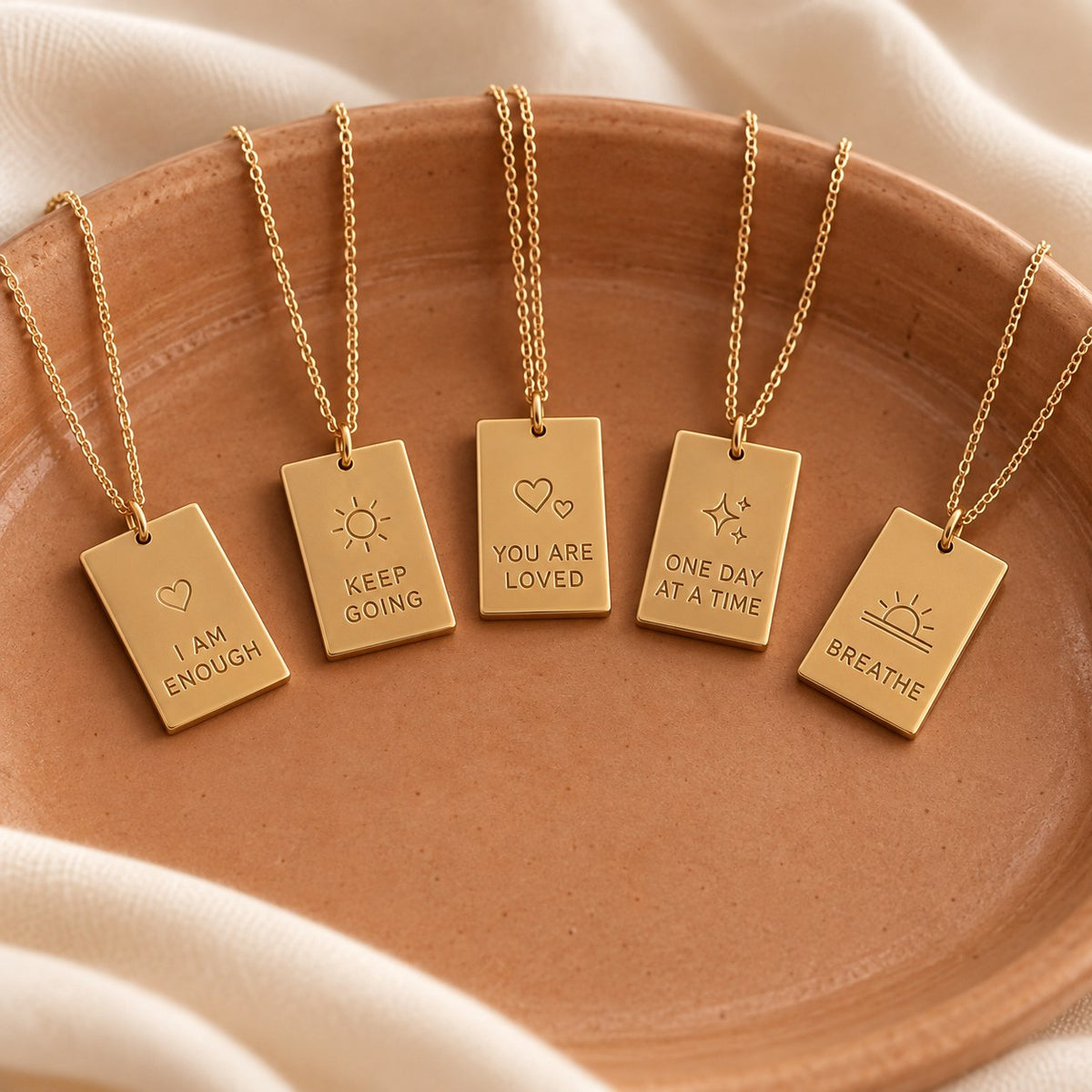 Custom engraved bar necklace in silver and gold
