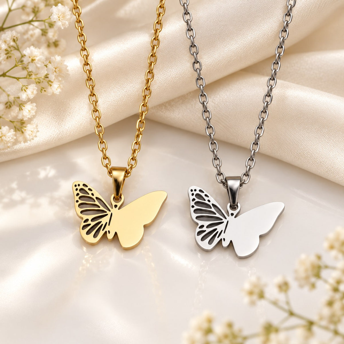Custom engraved butterfly necklace
