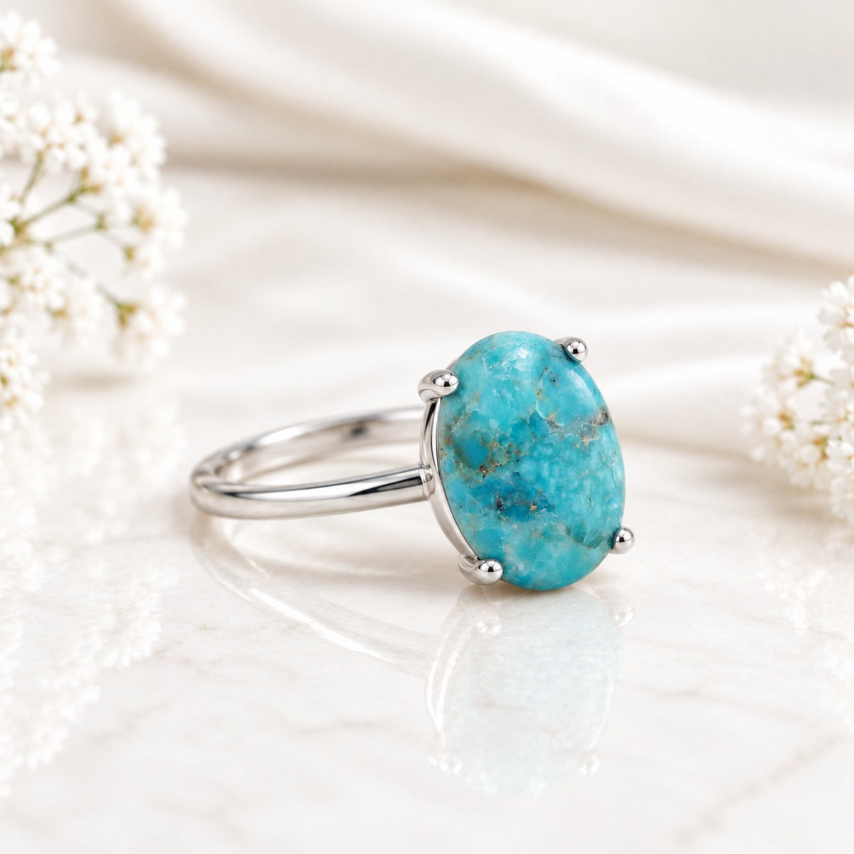 Desert Sky Ring oval turquoise-style stone sterling silver, side view