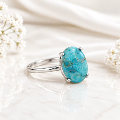 Desert Sky Ring oval turquoise-style stone sterling silver, side view