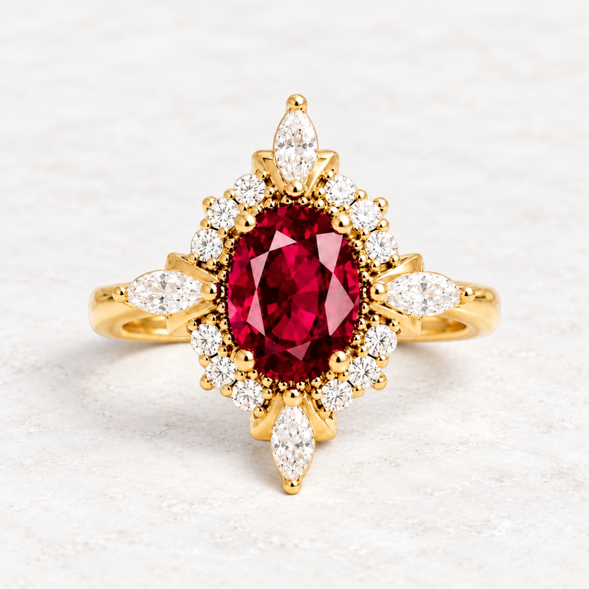 Golden Love Story Ruby Ring