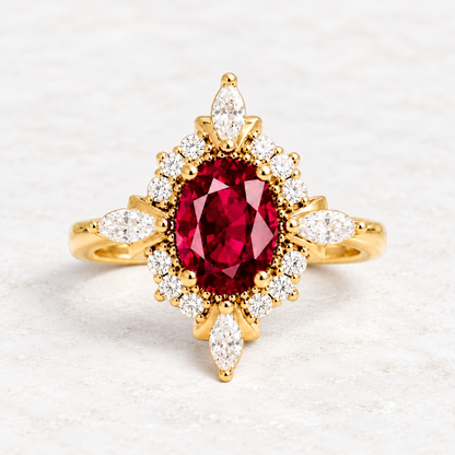 Golden Love Story Ruby Ring