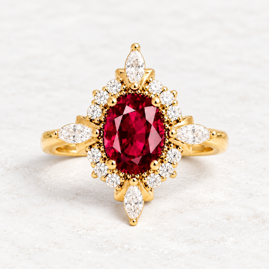 Golden Love Story Ruby Ring