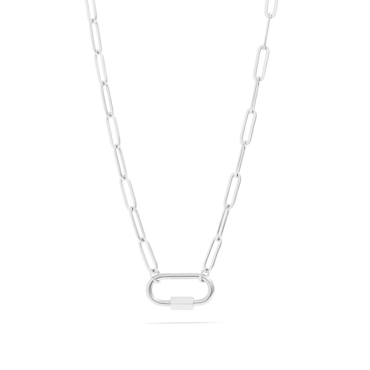 The 18K Gold Pvd Paperclip Carabiner Necklace: Gold | 16+2"