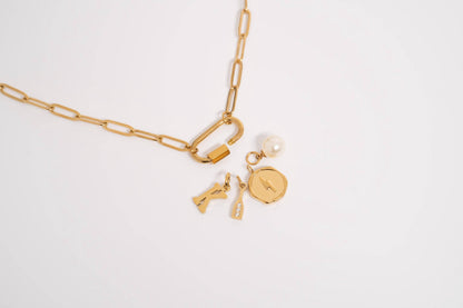 The 18K Gold Pvd Paperclip Carabiner Necklace: Gold | 16+2"