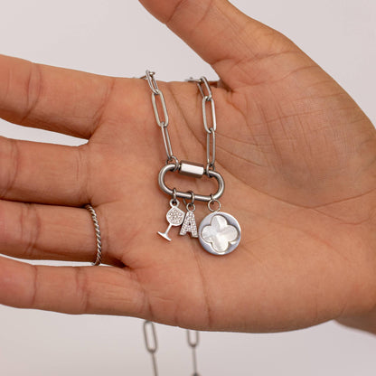 The 18K Gold Pvd Paperclip Carabiner Necklace: Gold | 16+2"