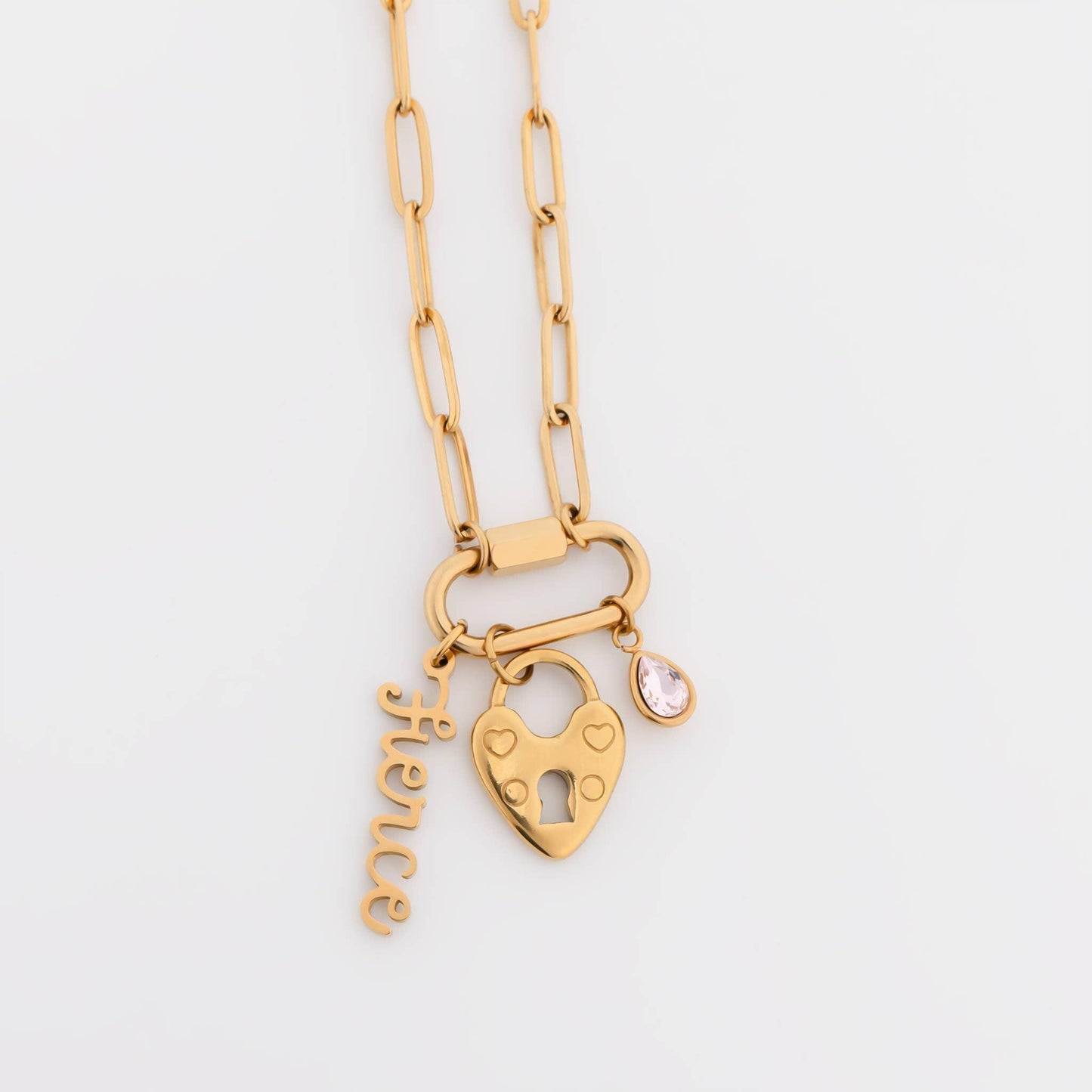 The 18K Gold Pvd Paperclip Carabiner Necklace: Gold | 16+2"
