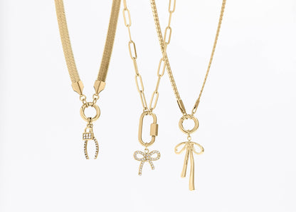 The 18K Gold Pvd Paperclip Carabiner Necklace: Gold | 16+2"