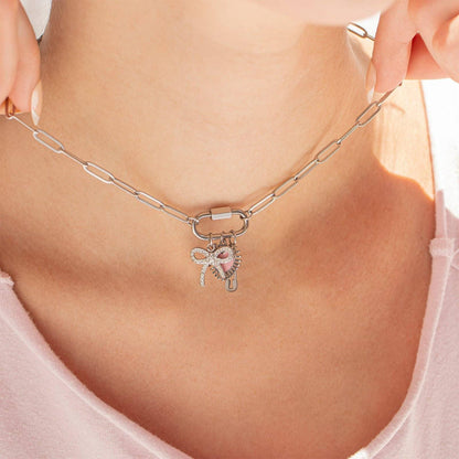 The 18K Gold Pvd Paperclip Carabiner Necklace: Gold | 16+2"