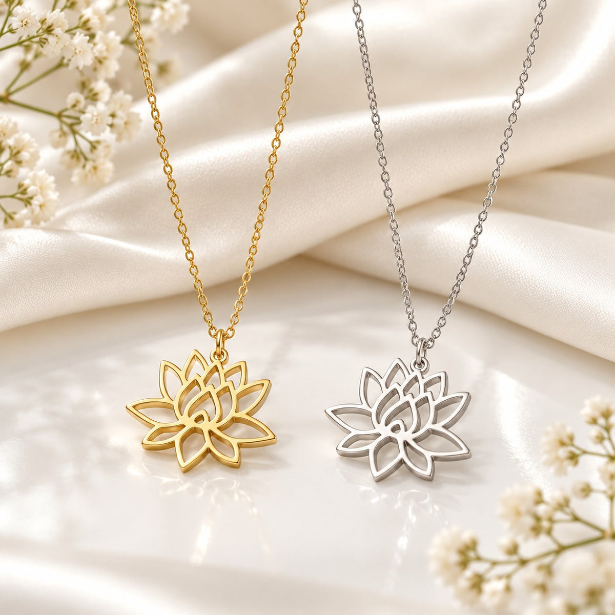 Lotus flower pendant necklace