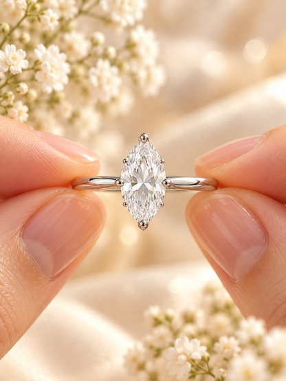 Marquise Grace Moissanite Solitaire Ring in 925 sterling silver