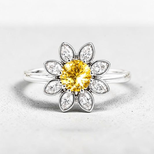Golden-Yellow Flower Ring