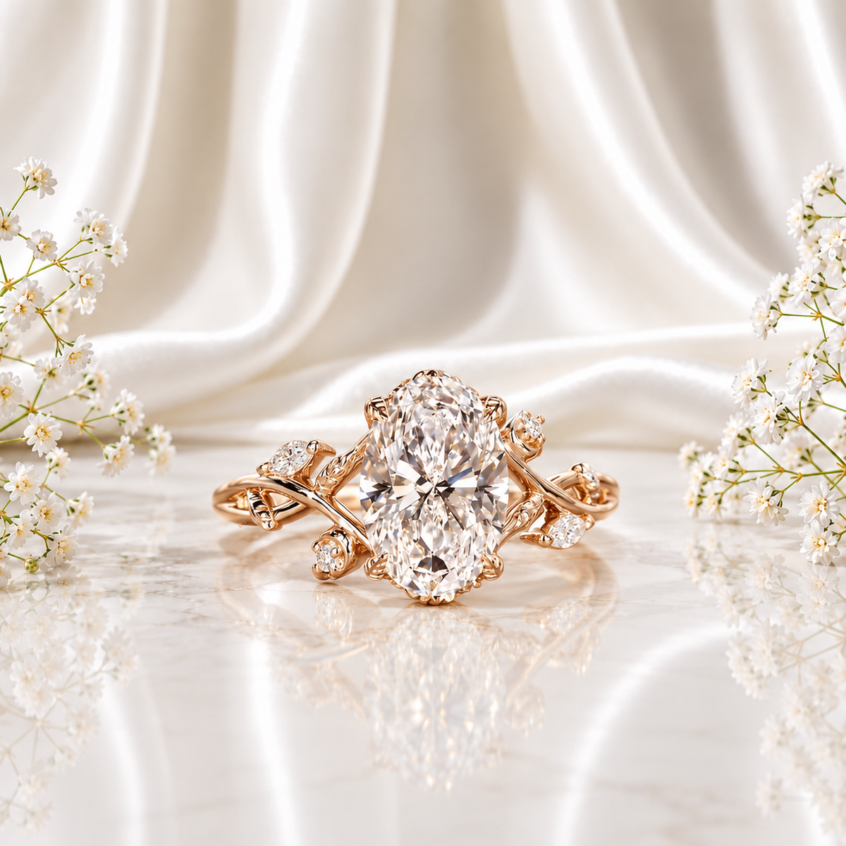 Wild Rose Vine Oval Ring